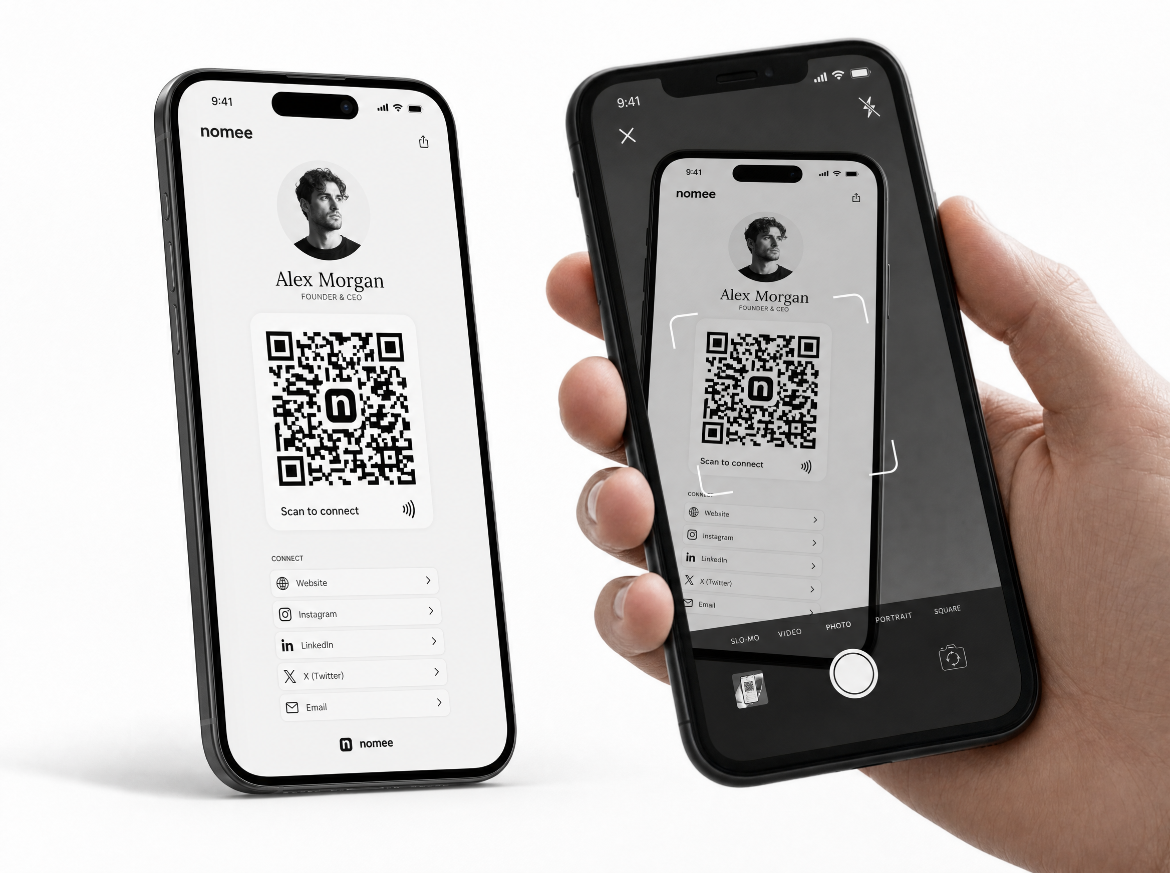 Nomee QR code profile sharing